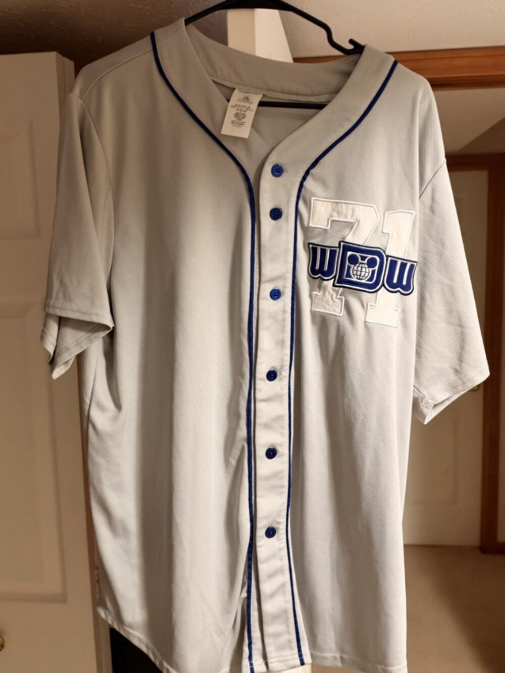 Walt Disney World WDW 71 Gray Baseball Jersey Disney Parks Men L